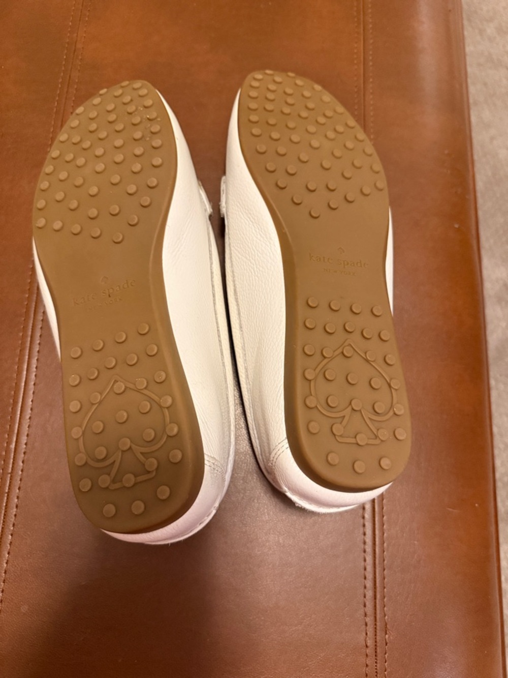 kate spade White Leather Logo Plaque Loafers - Picture 6 of 6